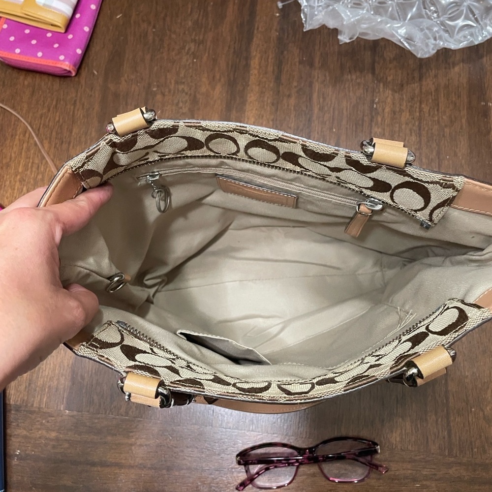 Coach Tan and Brown Signature Tote - Picture 7 of 11